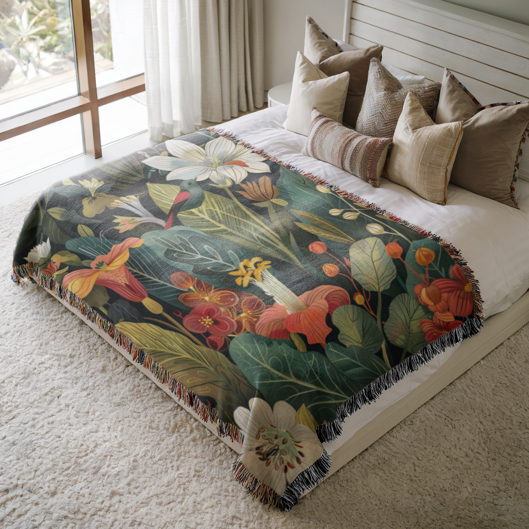 Forest Floor Magic flower Woven Blanket | Havelli Nordic