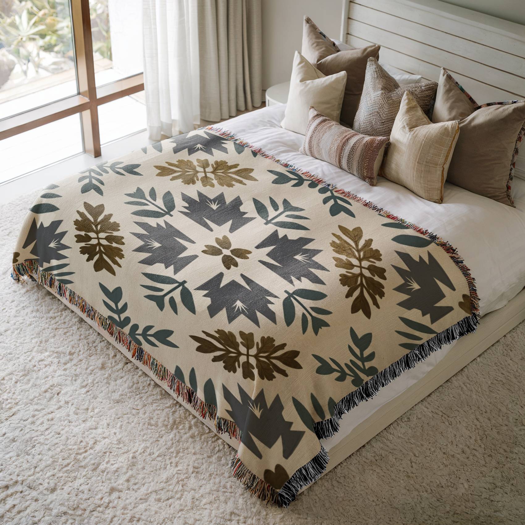 Nordic Folk Garden Woven Blanket | Havelli Nordic