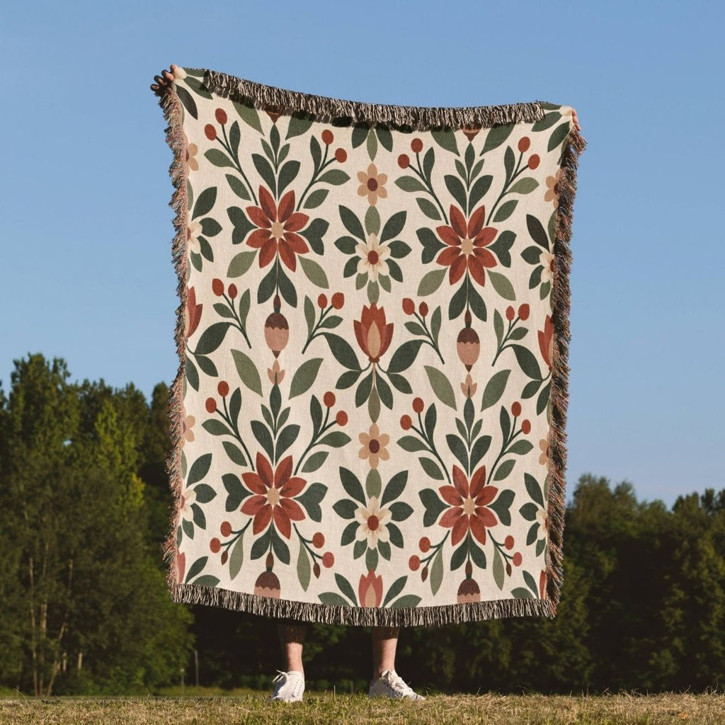 Acorn Damask Woven Blanket