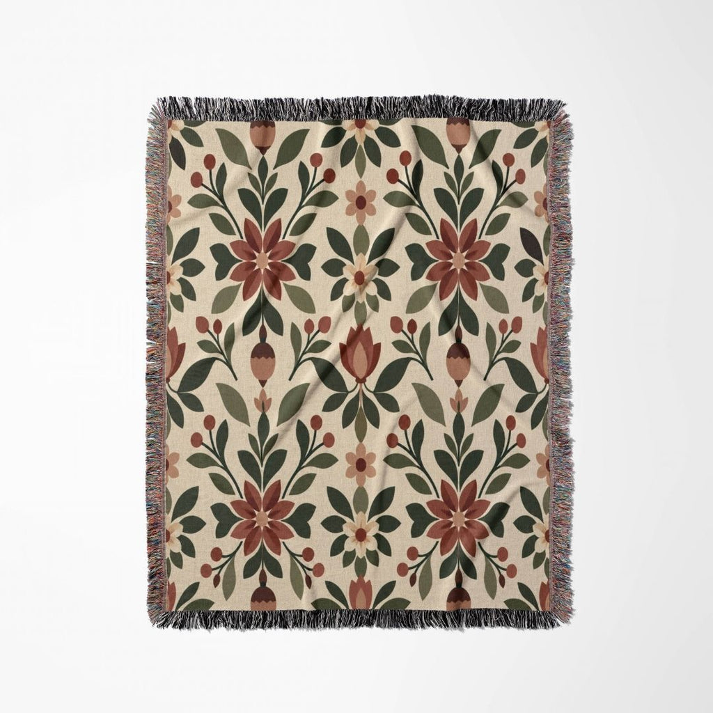 Acorn Damask Woven Blanket
