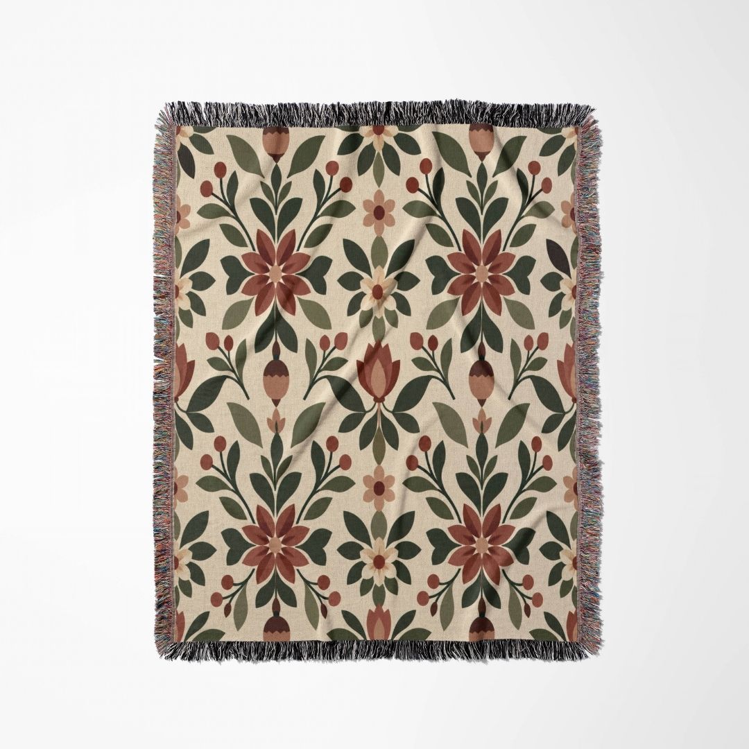 Acorn Damask Woven Blanket