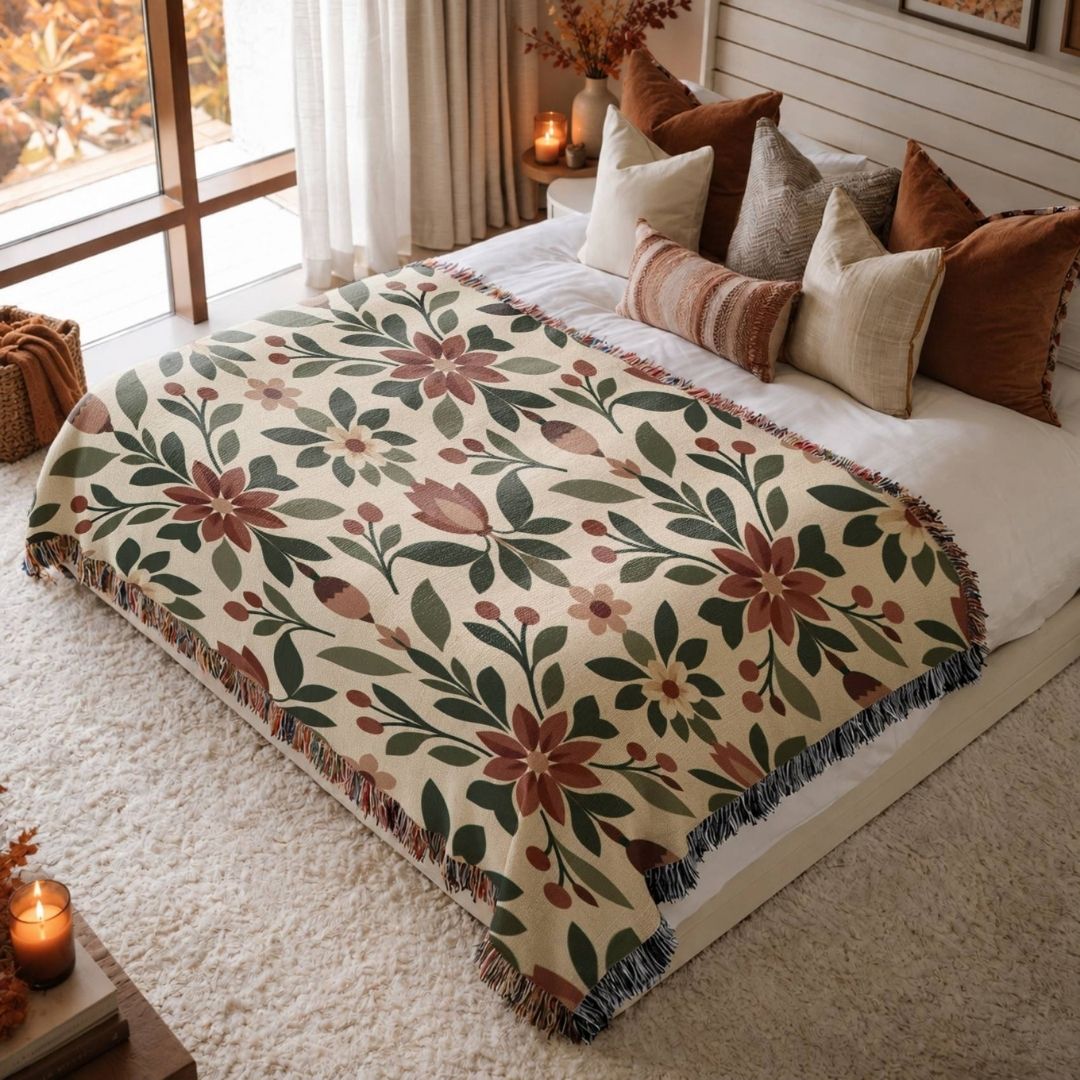 Acorn Damask Woven Blanket