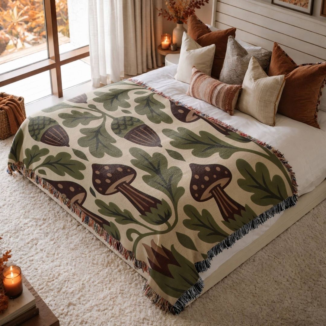 Acorn & Toadstool Woven Blanket