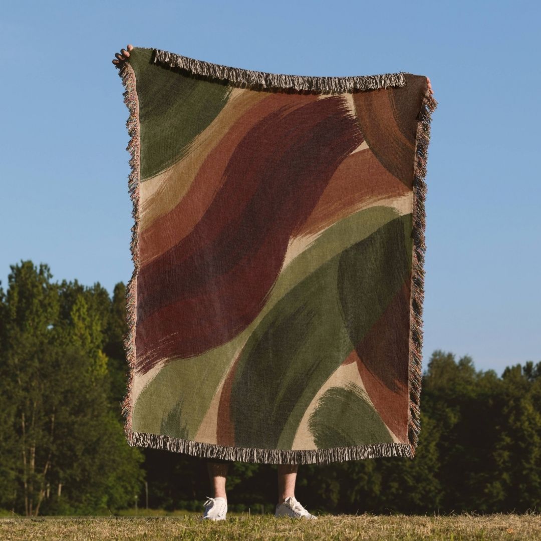 Autumn Brushstroke Woven Blanket