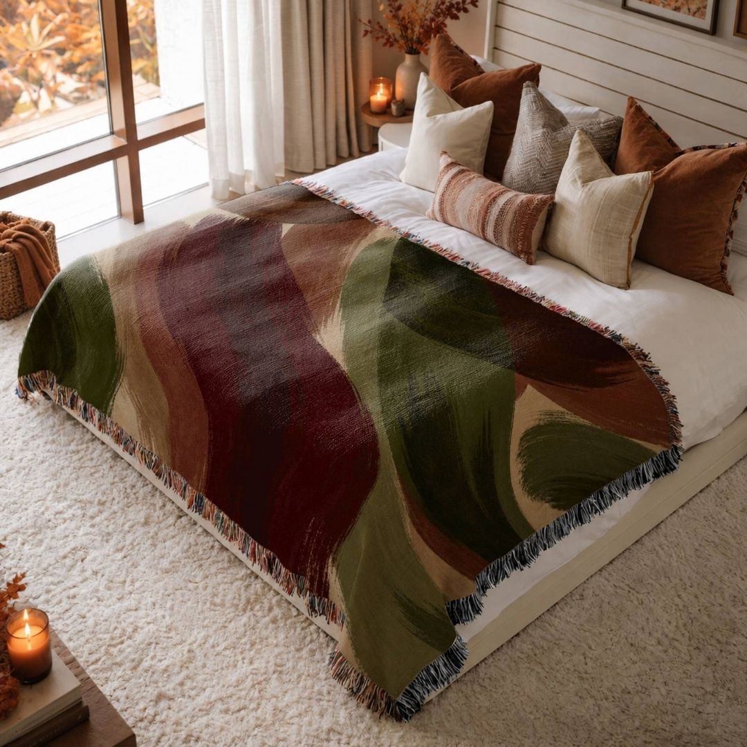 Autumn Brushstroke Woven Blanket