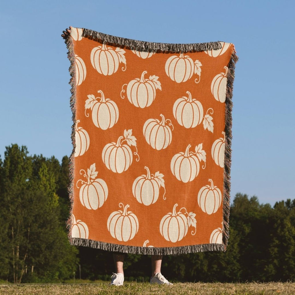 Autumn Pumpkin Silhouette Woven Blanket