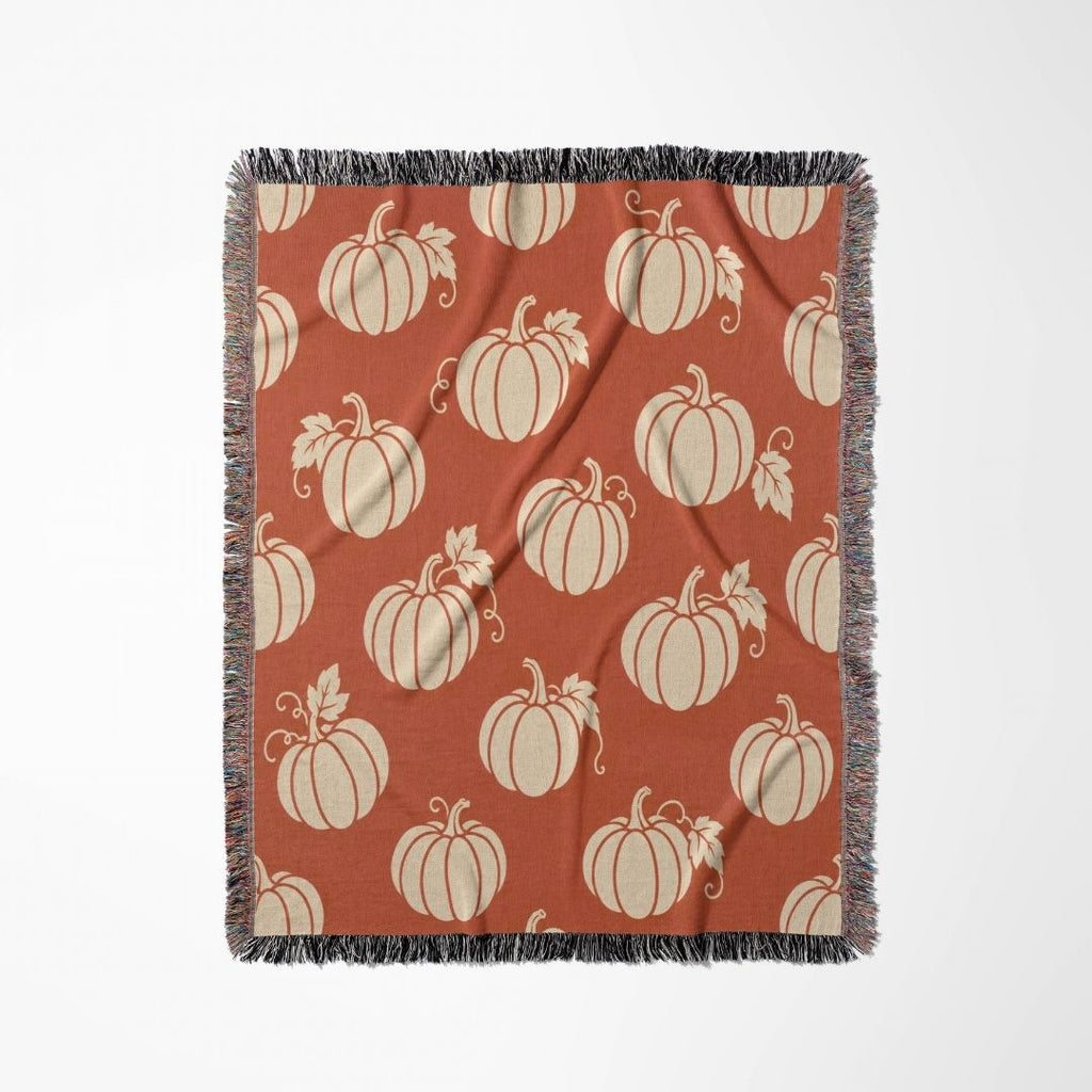 Autumn Pumpkin Silhouette Woven Blanket