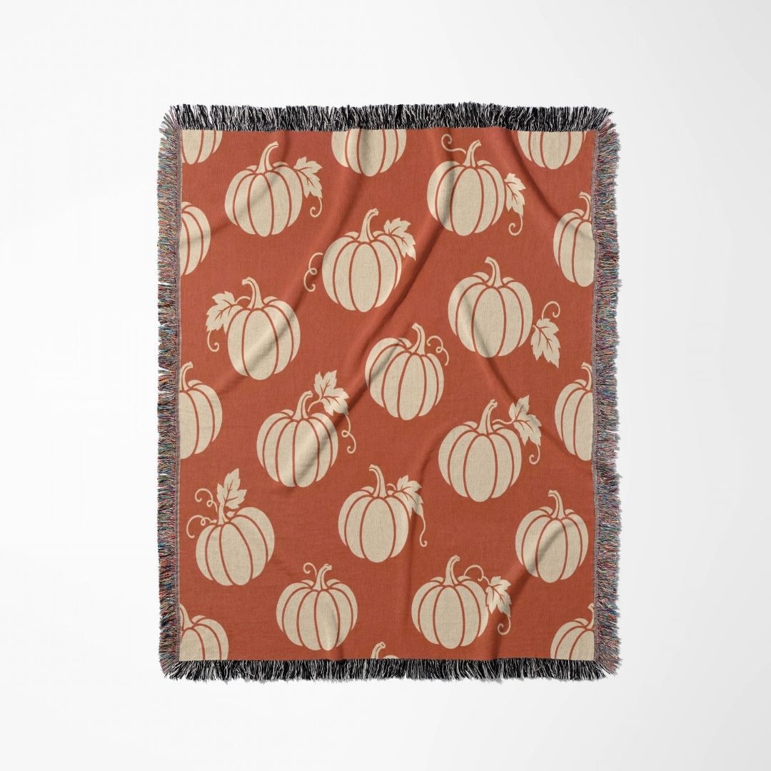 Autumn Pumpkin Silhouette Woven Blanket