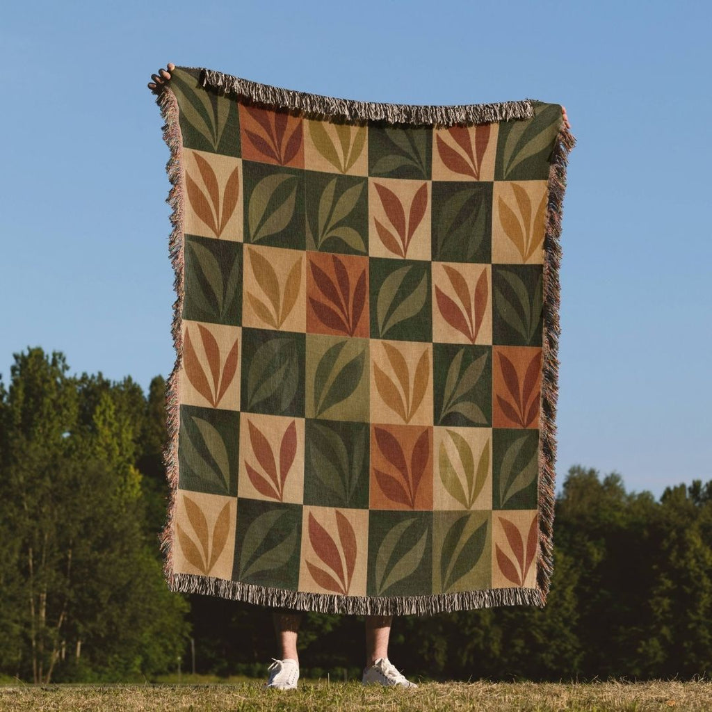 Botanic Grid Woven Blanket