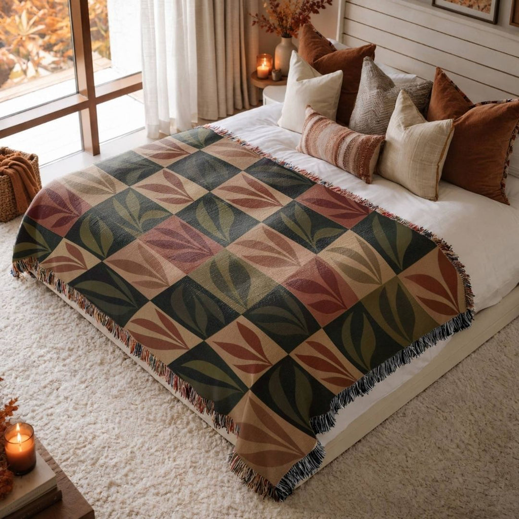 Botanic Grid Woven Blanket
