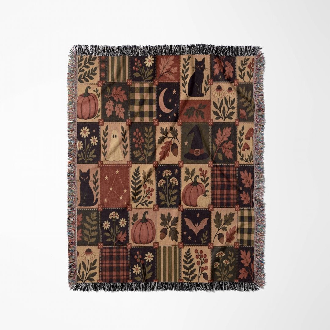 Cozy Harvest Patchwork Woven Blanket
