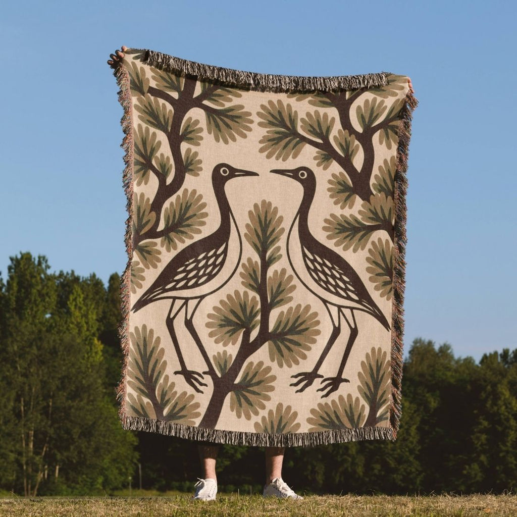 Crane Pine Woven Blanket