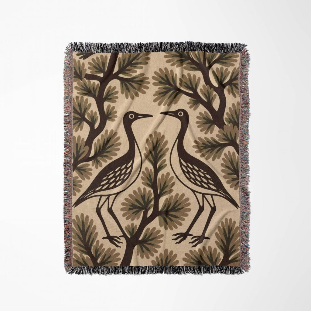 Crane Pine Woven Blanket