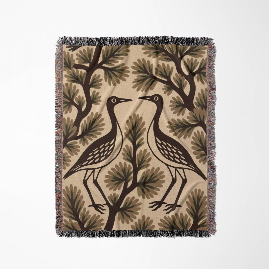 Crane Pine Woven Blanket