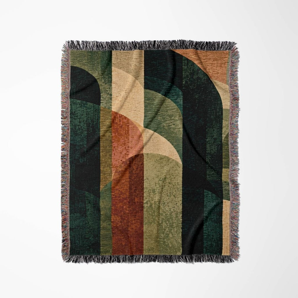 Earthbound Curves woven blanket flat lay showing the pattern