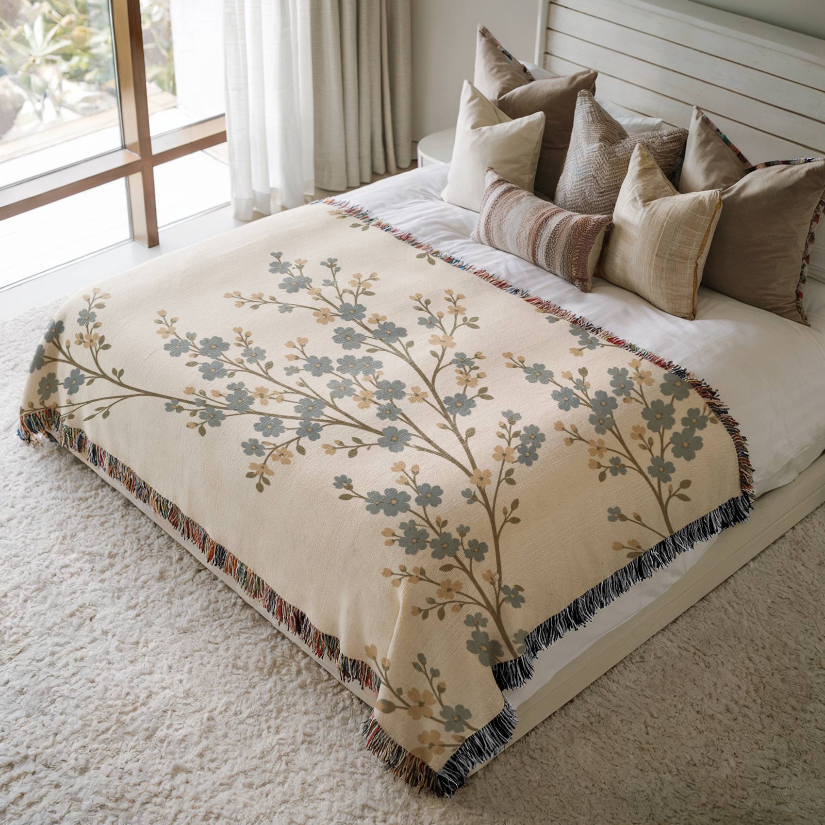Flowing Blossom Woven Blanket