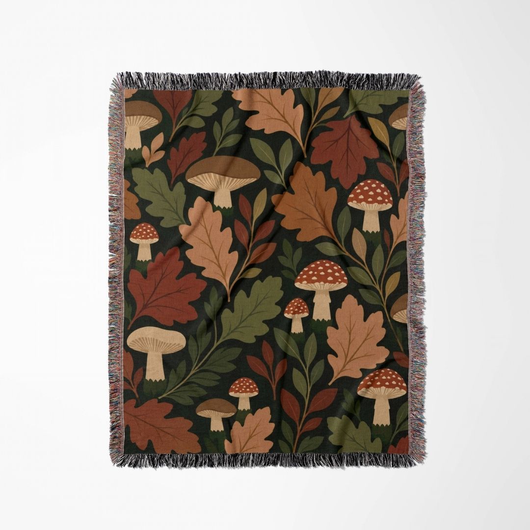 Forest Fungi Woven Blanket