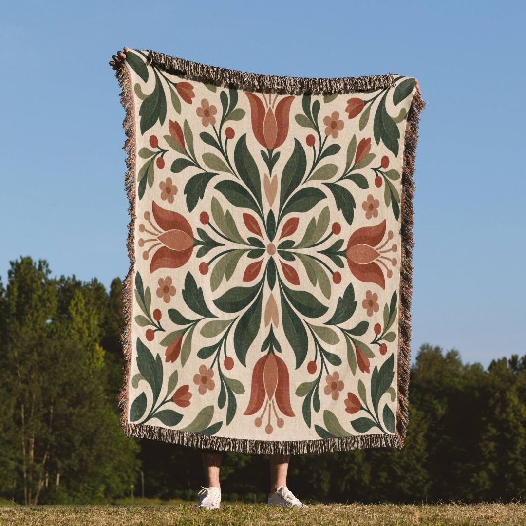 Forest Tulip Woven Blanket