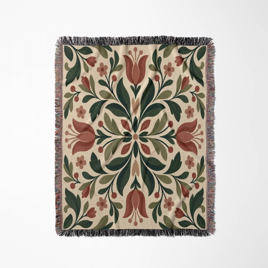 Forest Tulip Woven Blanket