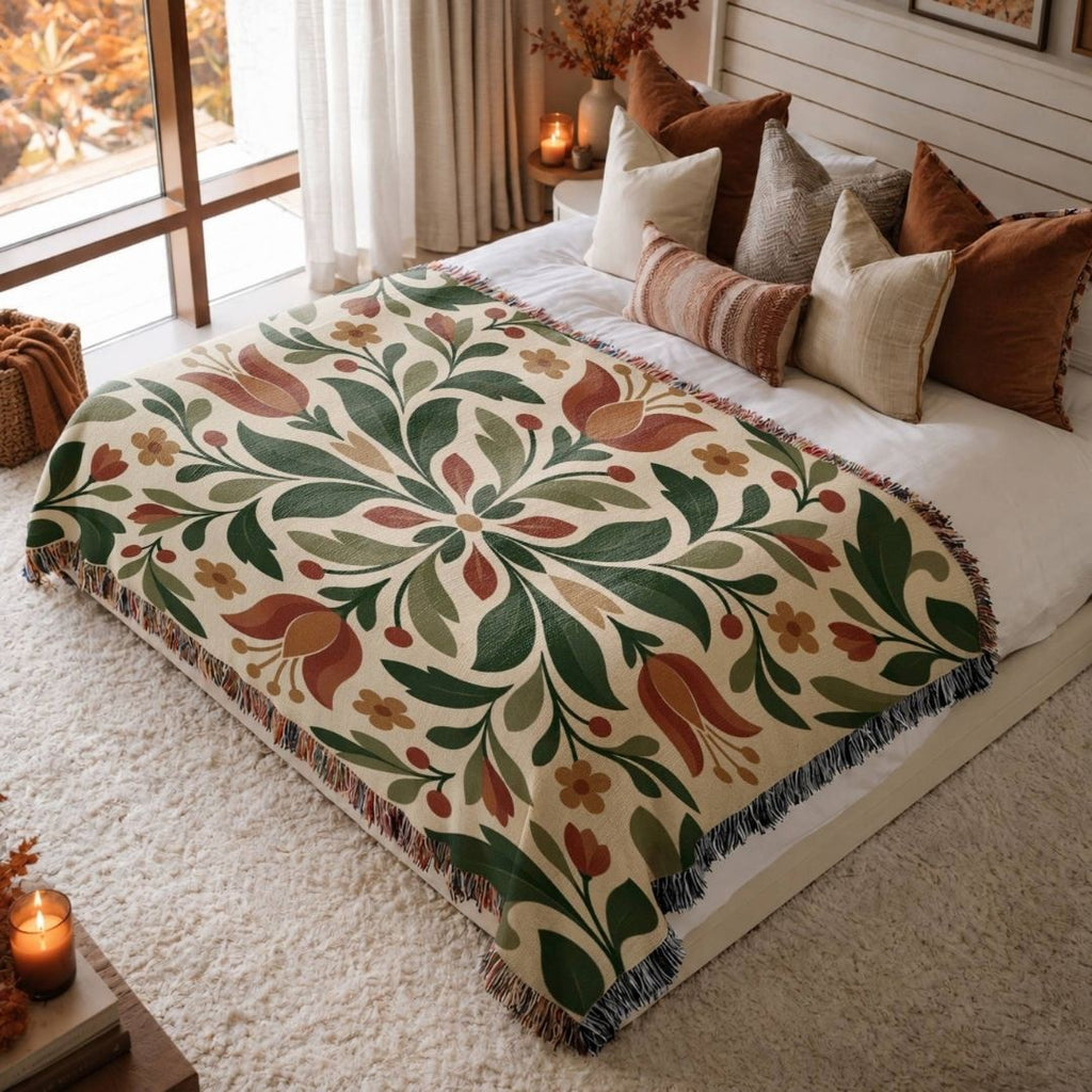 Forest Tulip Woven Blanket