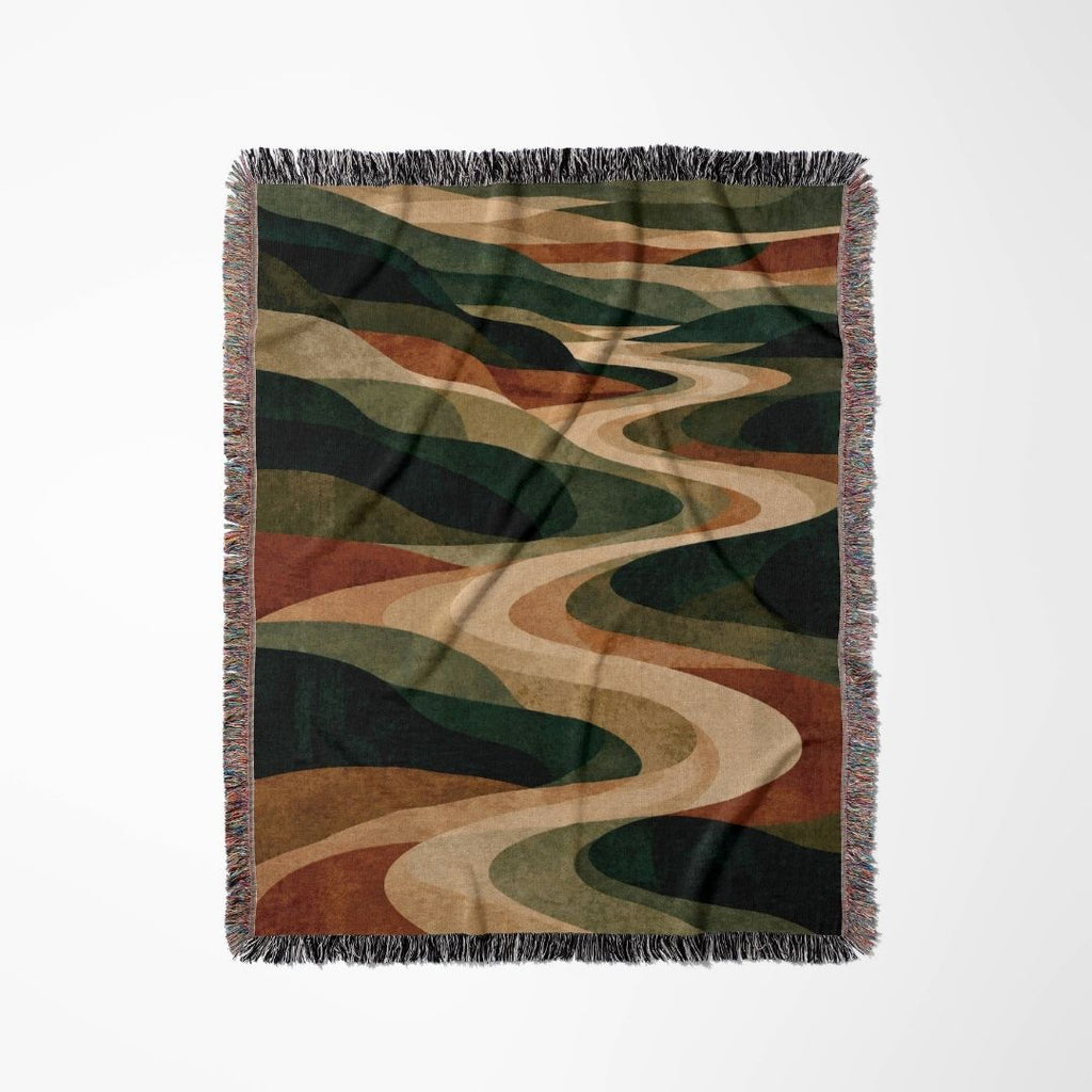 Forest Waves woven blanket flat lay showing the pattern