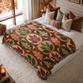 Harvest Leaf Grid Woven Blanket