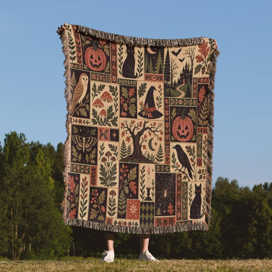 Haunted Folk Patchwork Woven Blanket