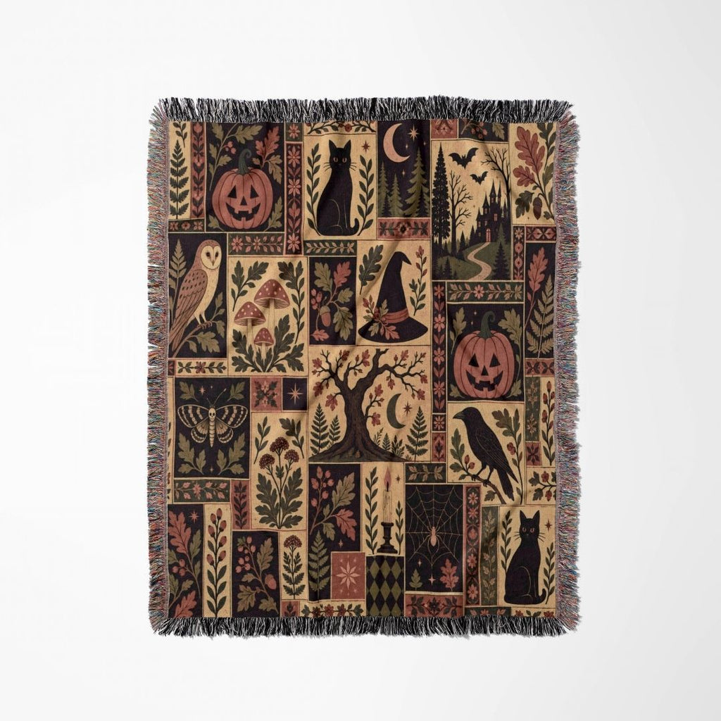 Haunted Folk Patchwork Woven Blanket