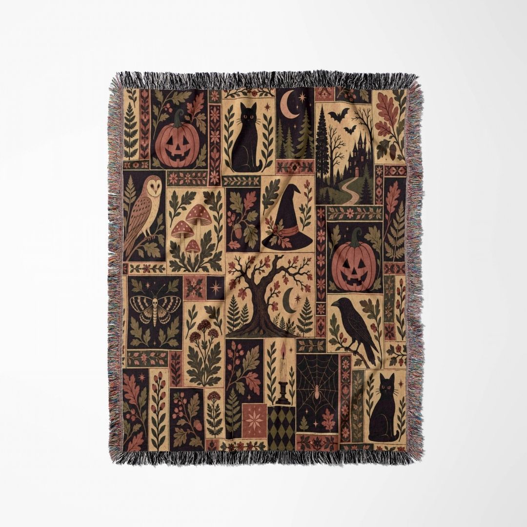 Haunted Folk Patchwork Woven Blanket
