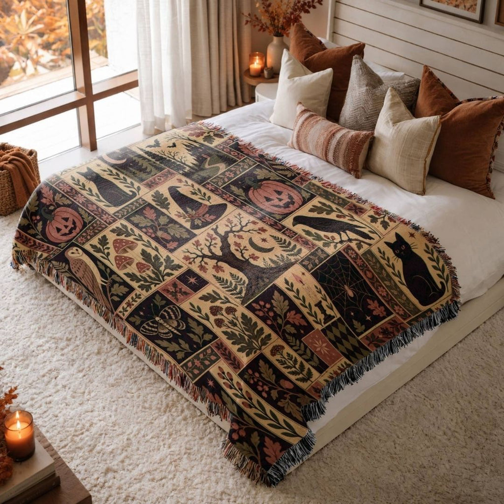 Haunted Folk Patchwork Woven Blanket