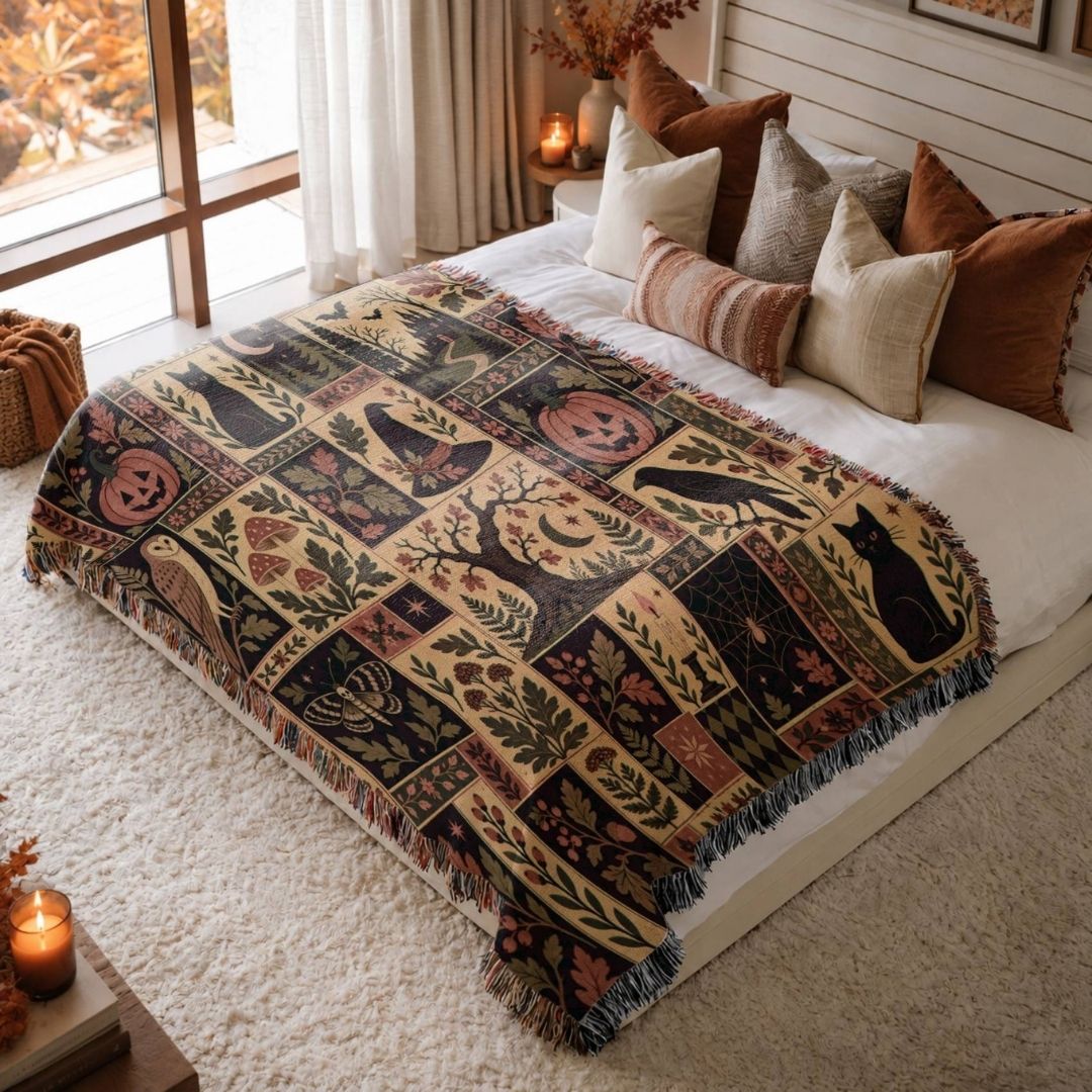 Haunted Folk Patchwork Woven Blanket