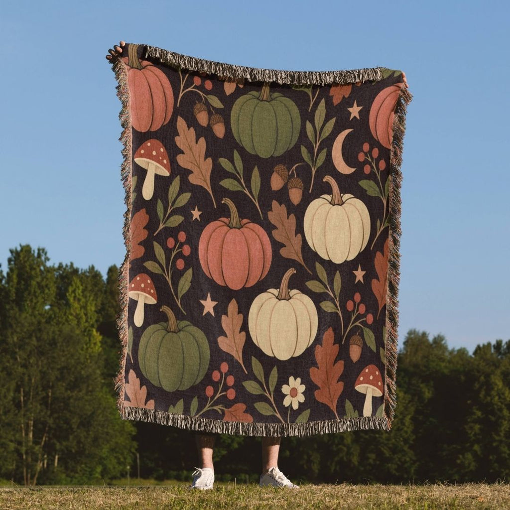 Midnight Pumpkin Patch Woven Blanket