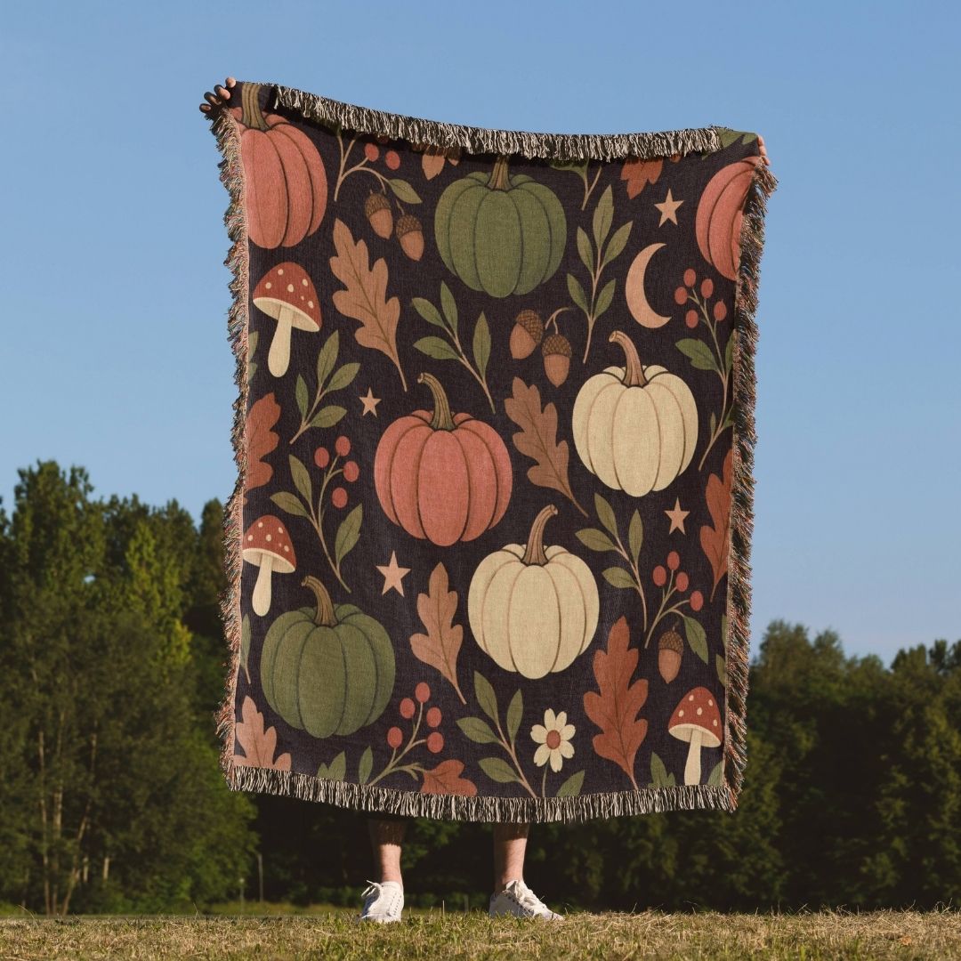 Midnight Pumpkin Patch Woven Blanket