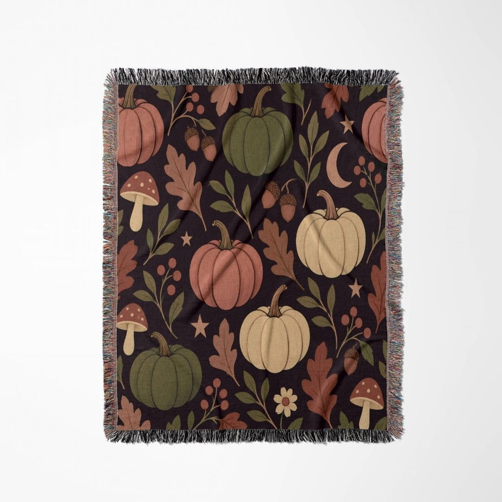 Midnight Pumpkin Patch Woven Blanket