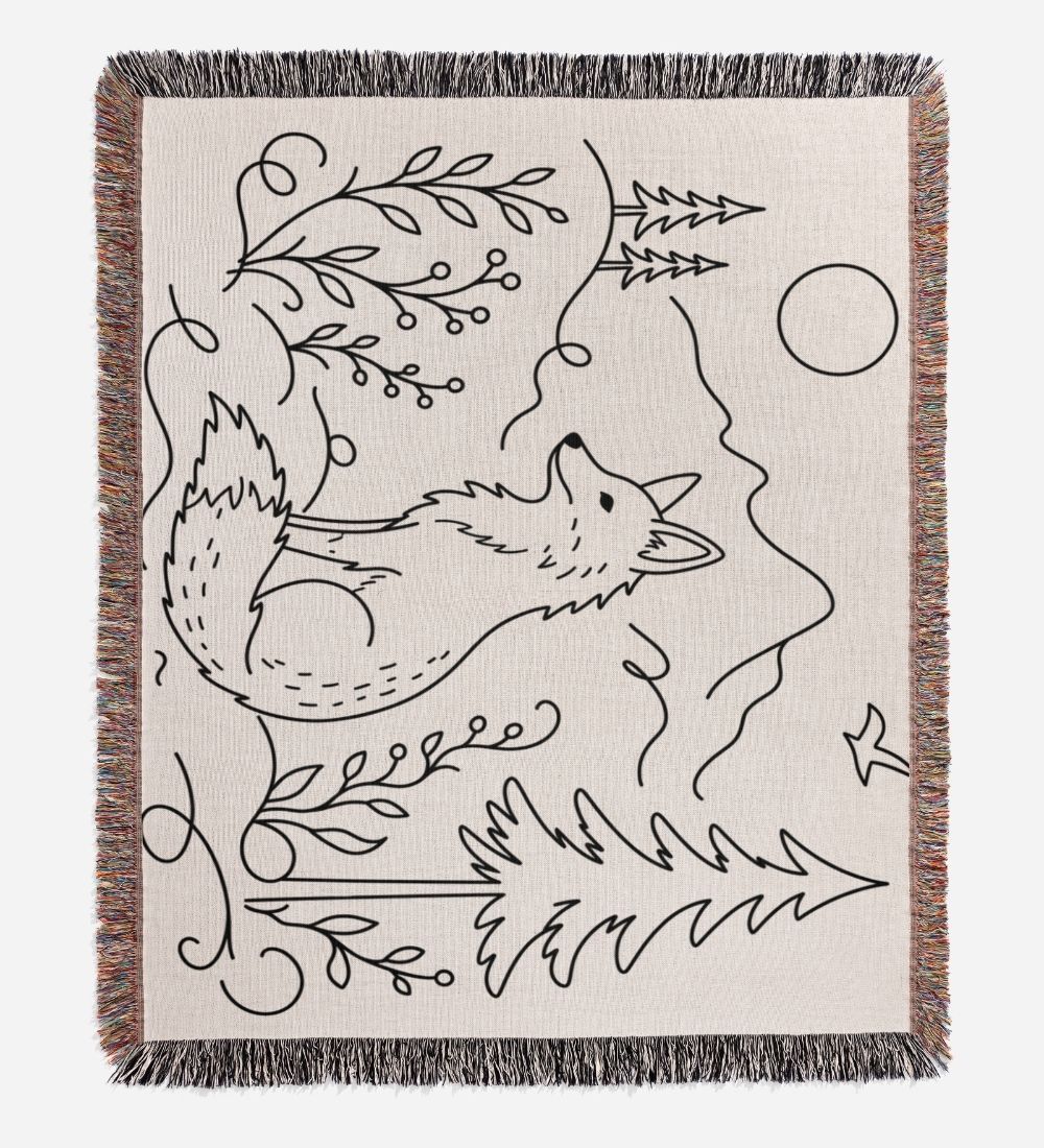 Midnight Fox Woven Blanket