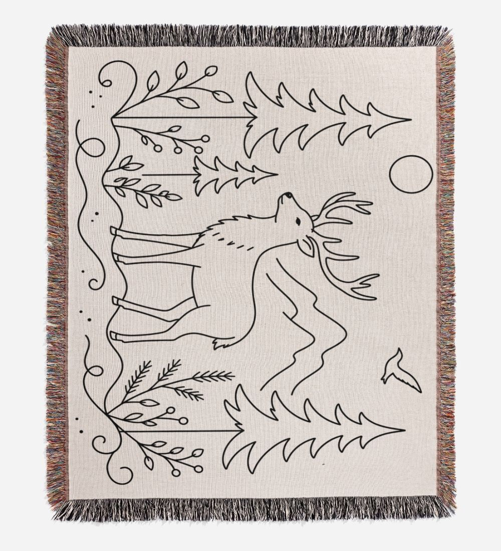 Forest Stag Woven Blanket