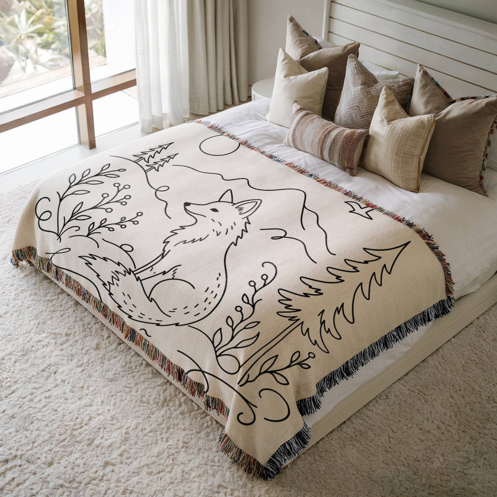 Midnight Fox Woven Blanket