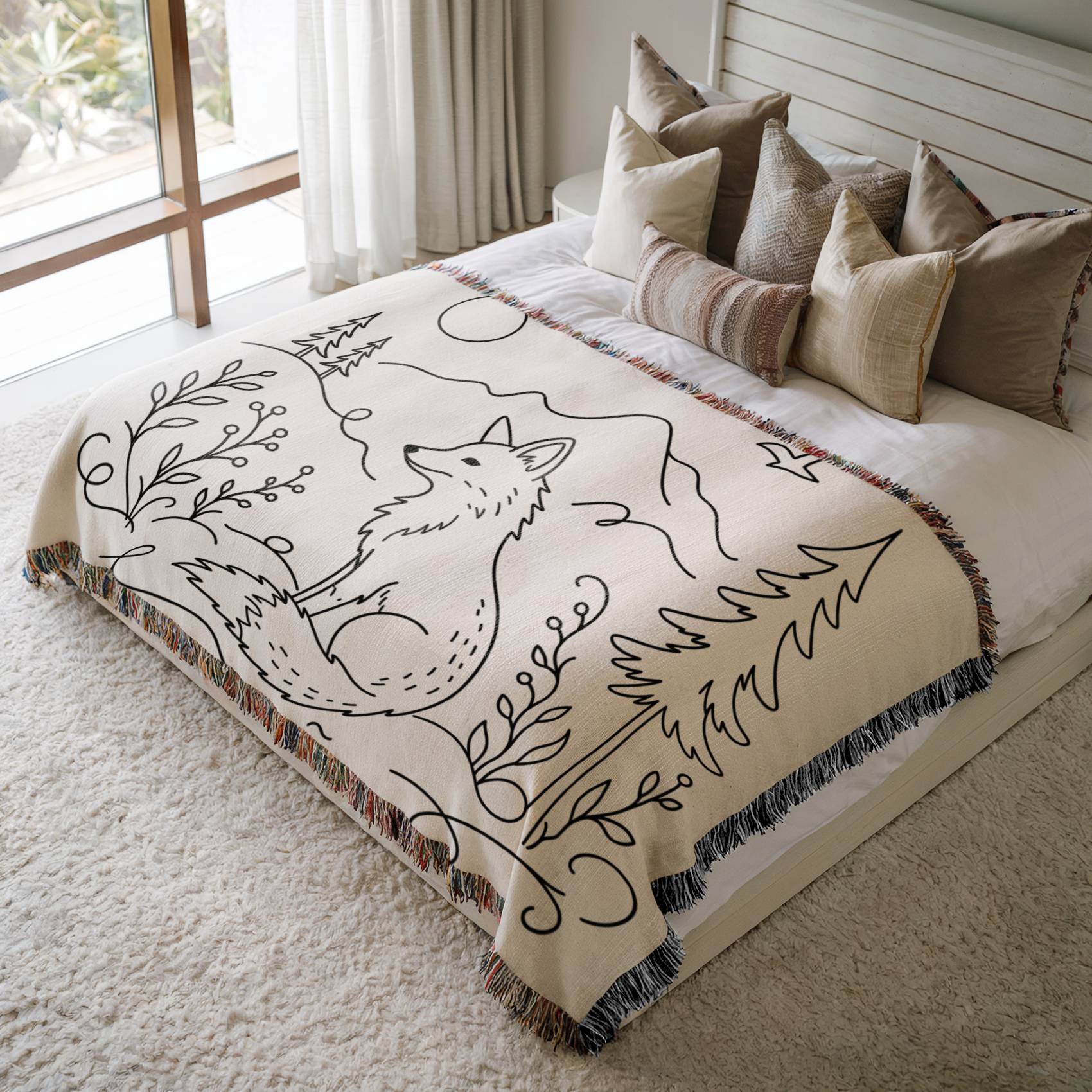 Midnight Fox Woven Blanket