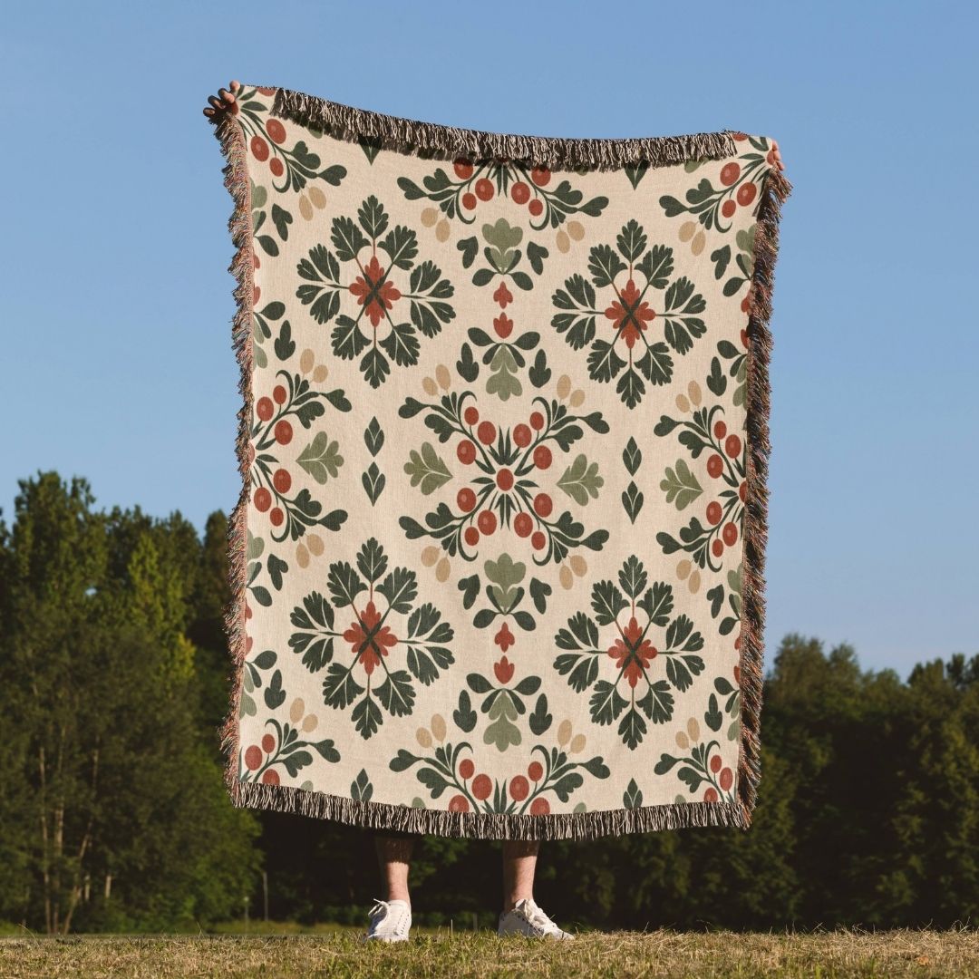 Nordic Berry Garden Woven Blanket