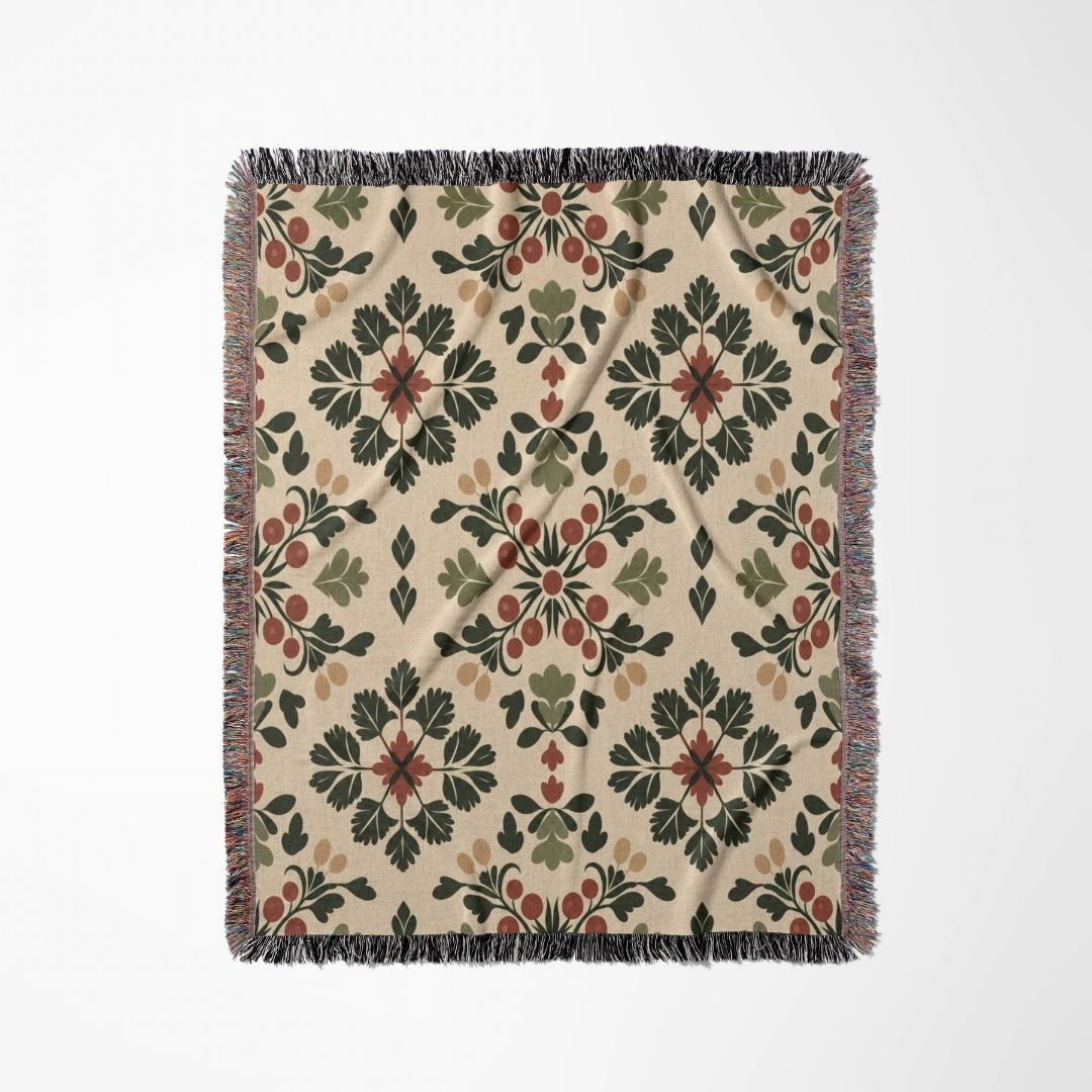 Nordic Berry Garden Woven Blanket