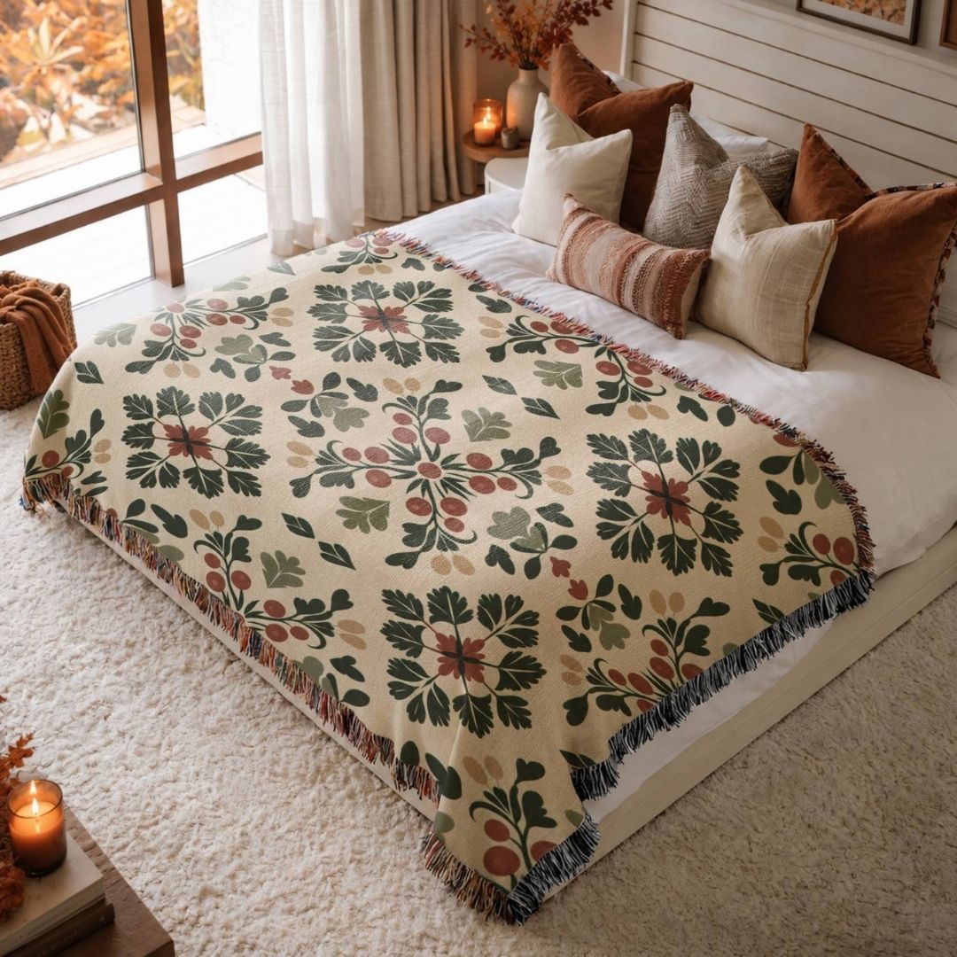 Nordic Berry Garden Woven Blanket