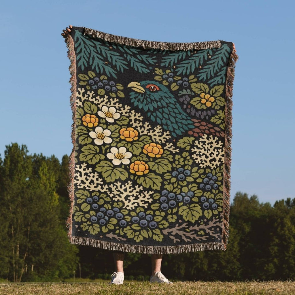 Forest Bird Woven Blanket