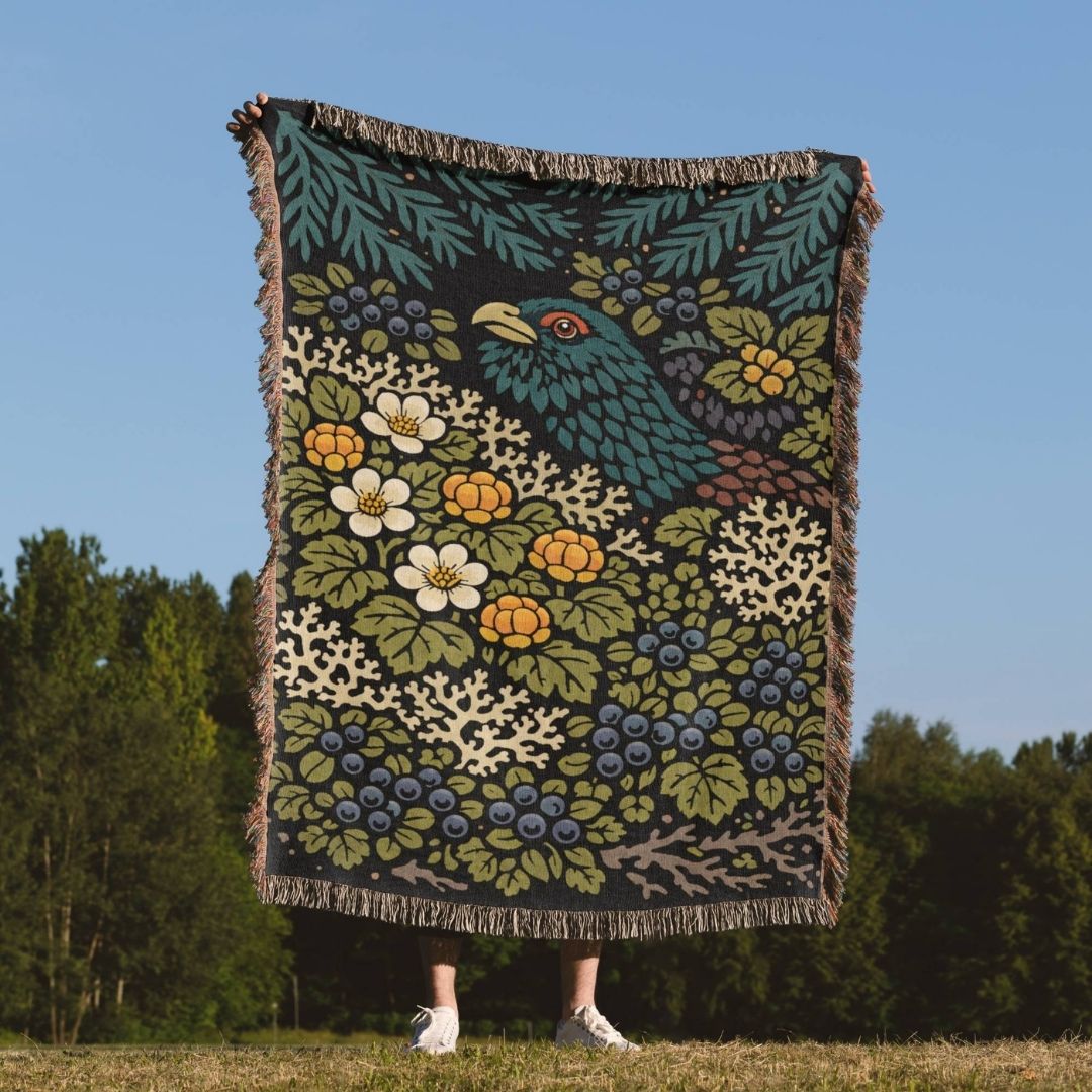 Forest Bird Woven Blanket
