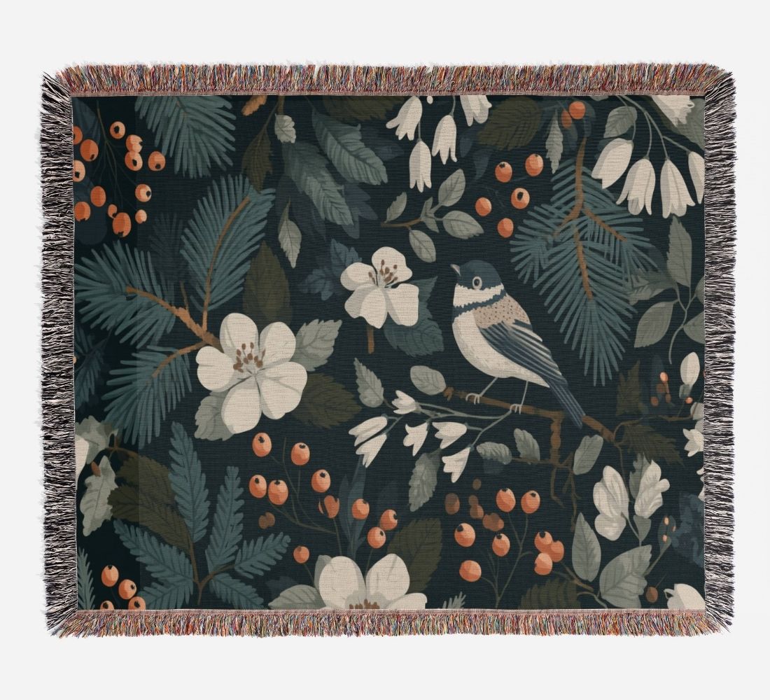 Nordic Bird Woven Blanket