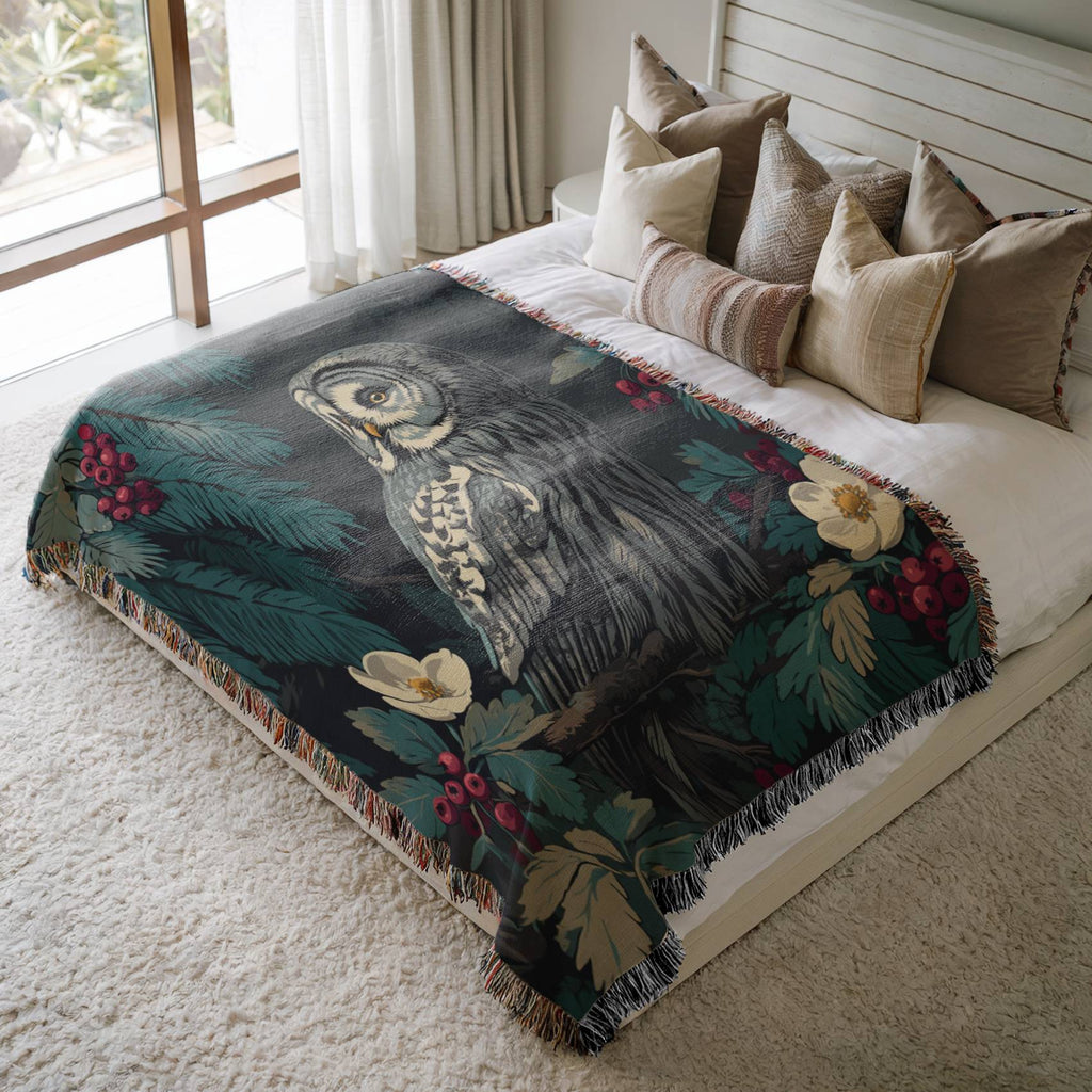 Owl Garden Woven Blanket