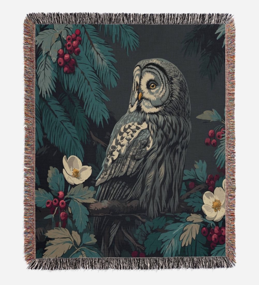 Owl Garden Woven Blanket