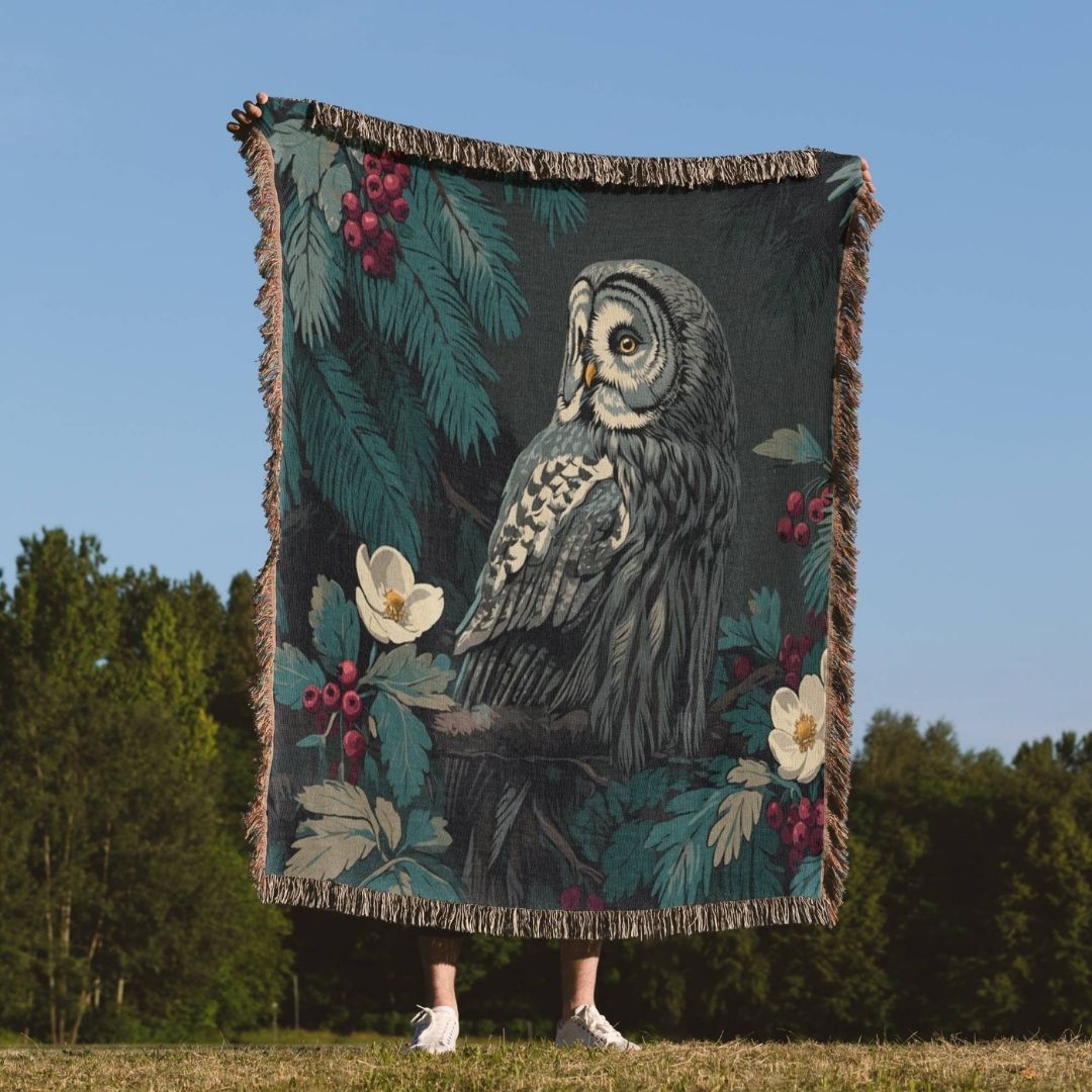 Owl Garden Woven Blanket