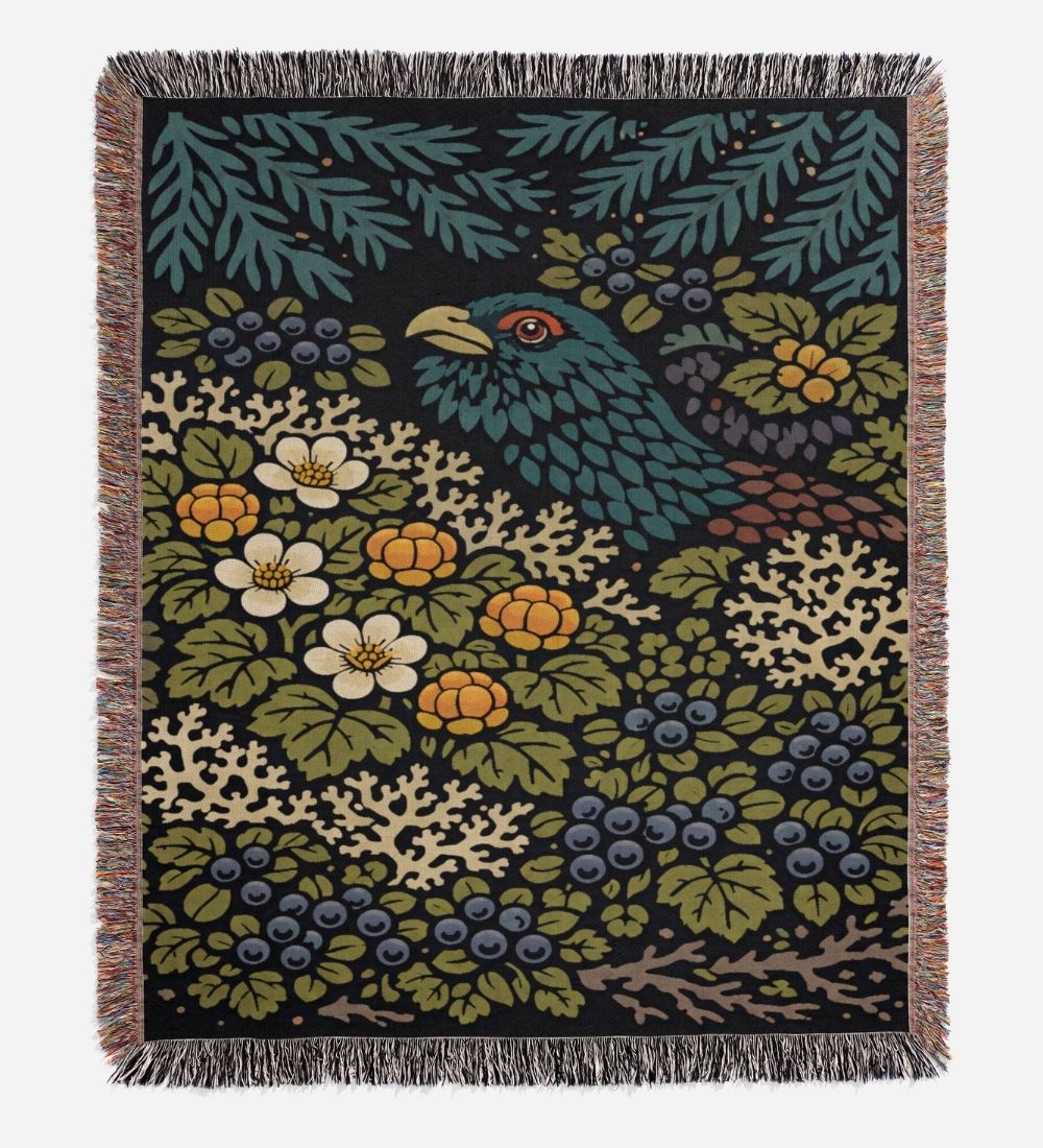 Forest Bird Woven Blanket