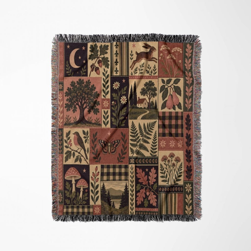 Nordic Folk Patchwork Woven Blanket
