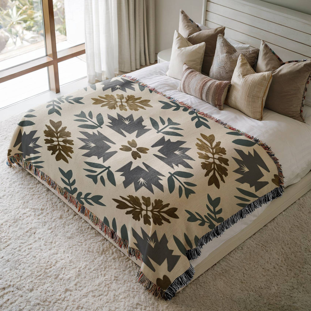 Nordic Folk Garden Woven Blanket